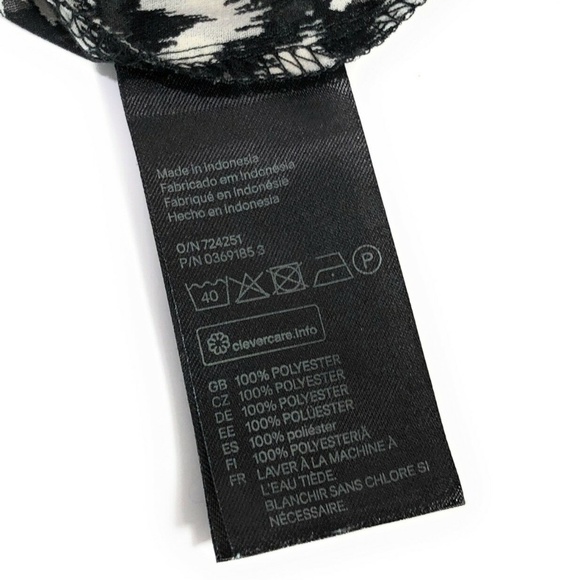 H&M Sheer SleevelessTop Sz12 Patterned White/Black - Picture 7 of 8